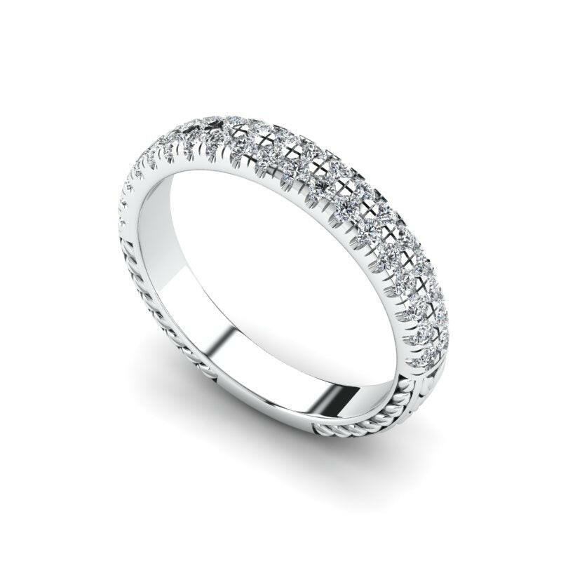 Diamond Halfway Wedding Ring For Women Cad 3D Model-(P.CODE/WB-020).