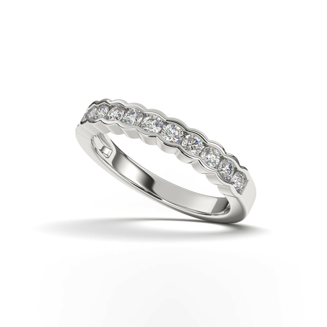 Diamond Halfway Wedding Ring For Women Cad 3D Model-(P.CODE/WB-021).